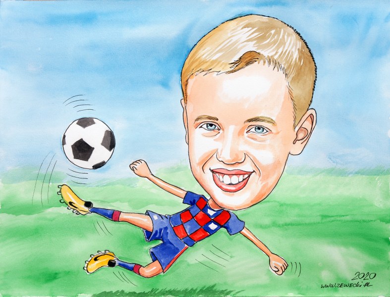 karykatura kolorowa chlopaka